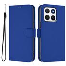 For Honor X8c 4G Global Skin Feel Solid Color Leather Phone Case with Lanyard(Dark Blue) - 2