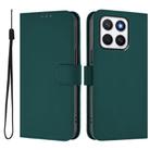 For Honor X8c 4G Global Skin Feel Solid Color Leather Phone Case with Lanyard(Dark Green) - 2