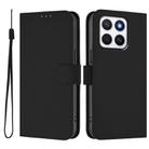 For Honor X8c 4G Global Skin Feel Solid Color Leather Phone Case with Lanyard(Black) - 2