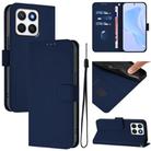 For Honor X8c 4G Global Skin Feel Solid Color Leather Phone Case with Lanyard(Navy Blue) - 1