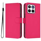For Honor X8c 4G Global Skin Feel Solid Color Leather Phone Case with Lanyard(Rose Red) - 2