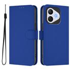 For Honor 400 Lite Skin Feel Solid Color Leather Phone Case with Lanyard(Dark Blue) - 2