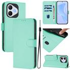 For Honor 400 Lite Skin Feel Solid Color Leather Phone Case with Lanyard(Mint Green) - 1