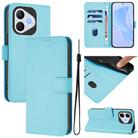 For Honor 400 Lite Skin Feel Solid Color Leather Phone Case with Lanyard(Sky Blue) - 1