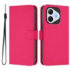 For Honor 400 Lite Skin Feel Solid Color Leather Phone Case with Lanyard(Rose Red) - 2