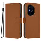 For Honor 400 Skin Feel Solid Color Leather Phone Case with Lanyard(Brown) - 2