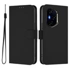 For Honor 400 Skin Feel Solid Color Leather Phone Case with Lanyard(Black) - 2