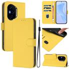 For Honor 400 Skin Feel Solid Color Leather Phone Case with Lanyard(Lemon Yellow) - 1