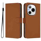 For Honor Power 5G Skin Feel Solid Color Leather Phone Case with Lanyard(Brown) - 2