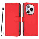 For Honor Power 5G Skin Feel Solid Color Leather Phone Case with Lanyard(Red) - 2