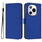 For Honor Power 5G Skin Feel Solid Color Leather Phone Case with Lanyard(Dark Blue) - 2