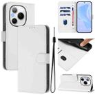 For Honor Power 5G Skin Feel Solid Color Leather Phone Case with Lanyard(White) - 1