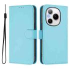 For Honor Power 5G Skin Feel Solid Color Leather Phone Case with Lanyard(Sky Blue) - 2