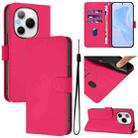 For Honor Power 5G Skin Feel Solid Color Leather Phone Case with Lanyard(Rose Red) - 1