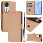 For Honor Play 60 5G Skin Feel Solid Color Leather Phone Case with Lanyard(Nude) - 1