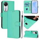 For Honor Play 60 5G Skin Feel Solid Color Leather Phone Case with Lanyard(Green) - 1