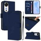 For Honor Play 60 5G Skin Feel Solid Color Leather Phone Case with Lanyard(Navy Blue) - 1