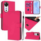 For Honor Play 60 5G Skin Feel Solid Color Leather Phone Case with Lanyard(Rose Red) - 1