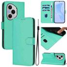 For Honor 400 Pro Global 160.8mm Skin Feel Solid Color Leather Phone Case with Lanyard(Green) - 1