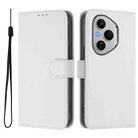 For Honor 400 Pro Global 160.8mm Skin Feel Solid Color Leather Phone Case with Lanyard(White) - 2