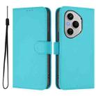 For Honor 400 Pro Global 160.8mm Skin Feel Solid Color Leather Phone Case with Lanyard(Lake Blue) - 2