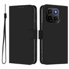 For Honor X6C 4G Skin Feel Solid Color Leather Phone Case with Lanyard(Black) - 2