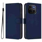 For Honor X6C 4G Skin Feel Solid Color Leather Phone Case with Lanyard(Navy Blue) - 2