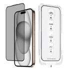 For iPhone 15 Dust-Free Easy Install Privacy Tempered Glass Film(Black) - 1