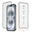 For iPhone 16 Dust-Free Easy Install HD Tempered Glass Film(Black) - 1