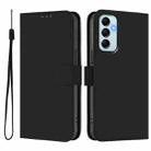 For Samsung Galaxy M14 5G Skin Feel Solid Color Leather Phone Case with Lanyard(Black) - 2