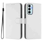 For Samsung Galaxy M14 5G Skin Feel Solid Color Leather Phone Case with Lanyard(White) - 2