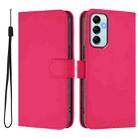 For Samsung Galaxy M14 5G Skin Feel Solid Color Leather Phone Case with Lanyard(Rose Red) - 2