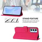 For Samsung Galaxy M14 5G Skin Feel Solid Color Leather Phone Case with Lanyard(Rose Red) - 3