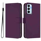 For Samsung Galaxy M14 5G Skin Feel Solid Color Leather Phone Case with Lanyard(Violet) - 2