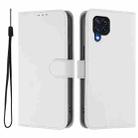 For Samsung Galaxy M32 4G / M22 Skin Feel Solid Color Leather Phone Case with Lanyard(White) - 2