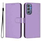 For Samsung Galaxy M34 5G / F34 5G Skin Feel Solid Color Leather Phone Case with Lanyard(Lavender Purple) - 2
