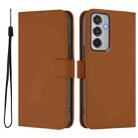For Samsung Galaxy M35 5G Skin Feel Solid Color Leather Phone Case with Lanyard(Brown) - 2