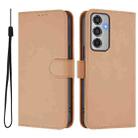For Samsung Galaxy M35 5G Skin Feel Solid Color Leather Phone Case with Lanyard(Nude) - 2