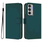 For Samsung Galaxy M35 5G Skin Feel Solid Color Leather Phone Case with Lanyard(Dark Green) - 2
