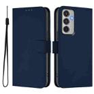 For Samsung Galaxy M35 5G Skin Feel Solid Color Leather Phone Case with Lanyard(Navy Blue) - 2