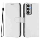 For Samsung Galaxy M35 5G Skin Feel Solid Color Leather Phone Case with Lanyard(White) - 2
