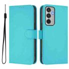 For Samsung Galaxy M35 5G Skin Feel Solid Color Leather Phone Case with Lanyard(Lake Blue) - 2