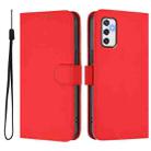 For Samsung Galaxy M52 5G Skin Feel Solid Color Leather Phone Case with Lanyard(Red) - 2