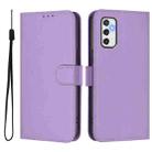 For Samsung Galaxy M52 5G Skin Feel Solid Color Leather Phone Case with Lanyard(Lavender Purple) - 2