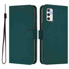 For Samsung Galaxy M52 5G Skin Feel Solid Color Leather Phone Case with Lanyard(Dark Green) - 2