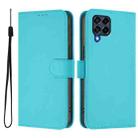 For Samsung Galaxy M53 5G Skin Feel Solid Color Leather Phone Case with Lanyard(Lake Blue) - 2