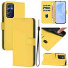For Samsung Galaxy M54 5G / F54 5G Skin Feel Solid Color Leather Phone Case with Lanyard(Lemon Yellow) - 1
