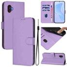 For Samsung Galaxy XCover6 Pro Skin Feel Solid Color Leather Phone Case with Lanyard(Lavender Purple) - 1