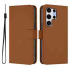 For Samsung Galaxy S25 Ultra 5G Skin Feel Solid Color Leather Phone Case with Lanyard(Brown) - 2
