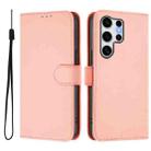 For Samsung Galaxy S25 Ultra 5G Skin Feel Solid Color Leather Phone Case with Lanyard(Pink) - 2